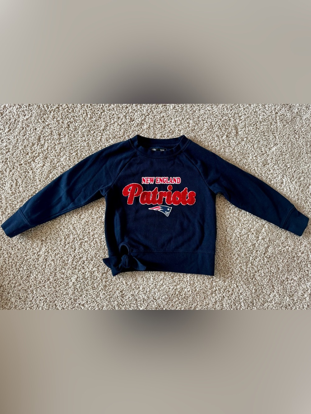 NFL Navy Kids Patriots Sweatshirt with Side Knot